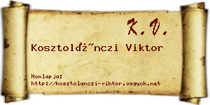Kosztolánczi Viktor névjegykártya
